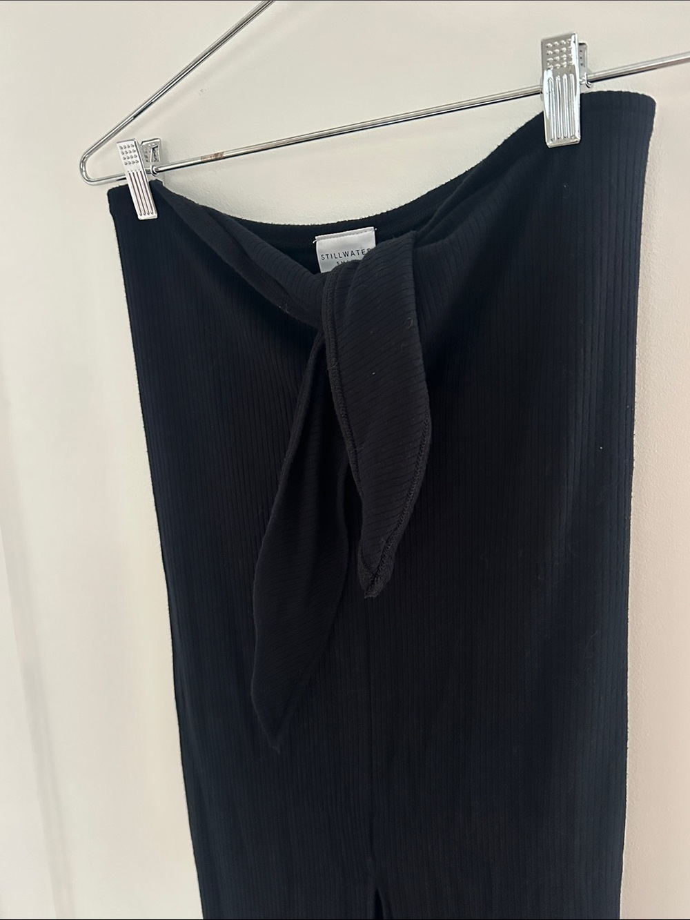 Stillwater Black Ribbed Tie-Front Pencil Skirt — Sleek Everyday Style